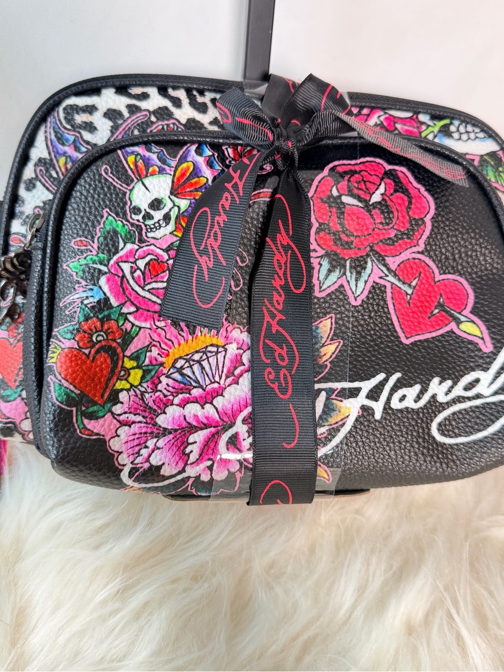 Ed Hardy 2pc Cosmetic Set Black Tattoo Leopard NWT Gift Set